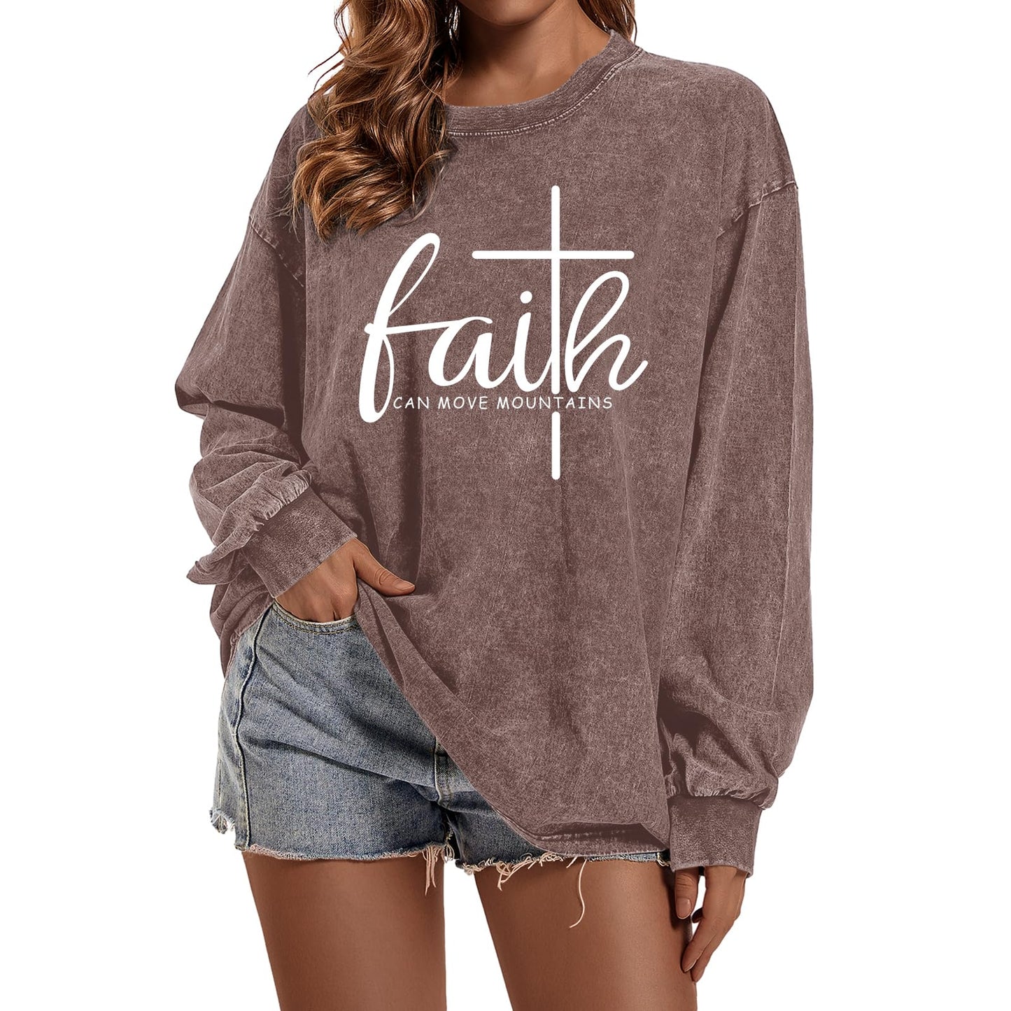 Christian Shirts for Women Faith Can Move Mountains