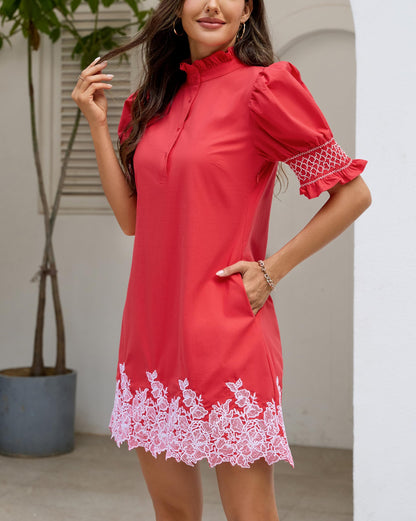 YEXPINE Women's Summer Embroidered Mini Dress