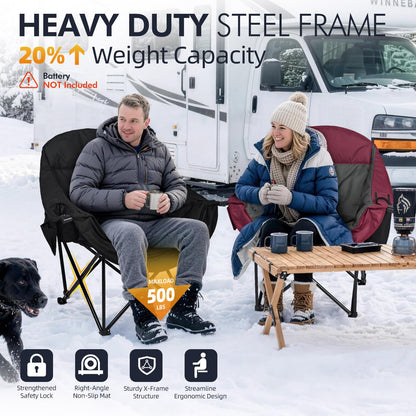 Oversized Camping Chairs for Adults - Heavy Duty Padded Outdoor Camp Chair