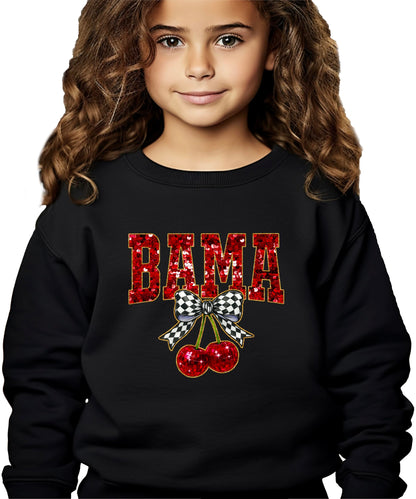 Olive Loves Apple Bama Red Ink-Printed Sequins Sweatshirt for Women & Teens Alabama Fall Sports Sweater