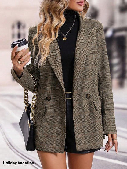 2026 Women's Fall Plaid Blazer Jacket