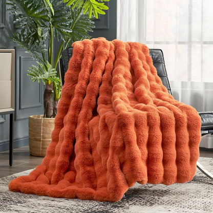Cozy Bliss Faux Fur Throw Blanket for Couch, Fuzzy Soft Plush Thick Bubble Blanket for Sofa Bedroom Living Room, 50 * 60 Inches Tie Dye Pink