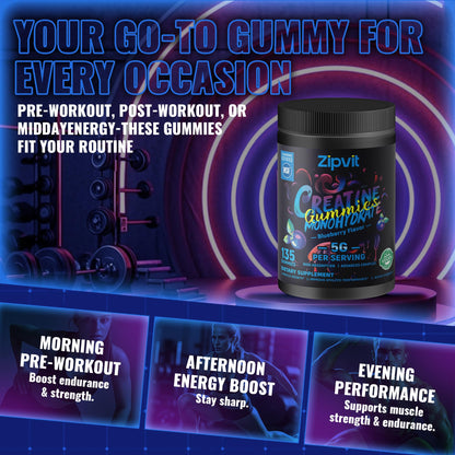 Creatine Monohydrate Gummies, NSF Certified Creatine Gummy, 5g Dose for Men & Women to Support Muscle, Strength, Recovery, Cognitive Health & Memory, Pineapple Flavor, 135 Gummies