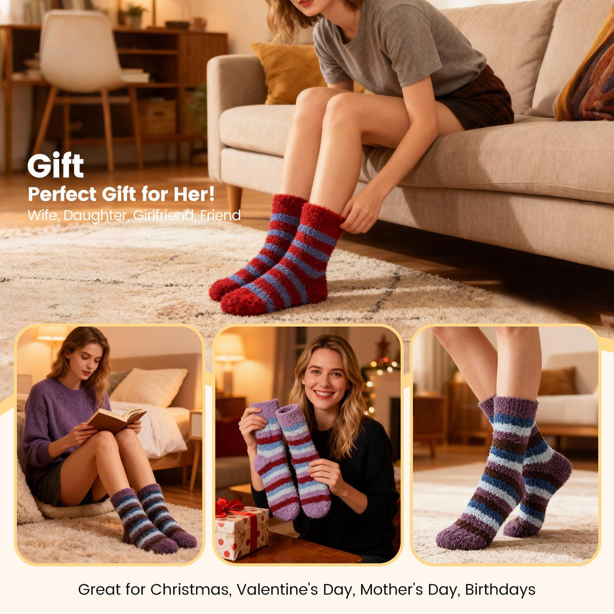 Womens Fluffy Fuzzy Socks,Winter Cozy Soft Warm Socks Gifts for Womens