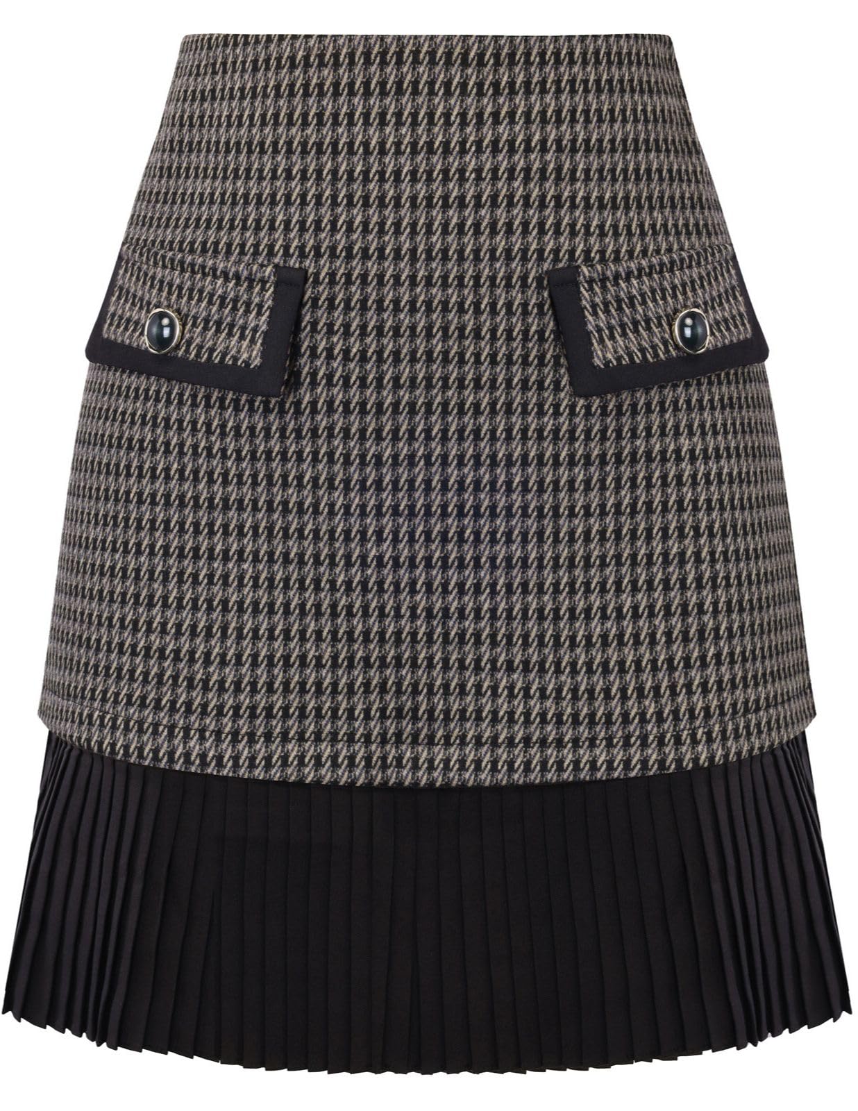 Kate Kasin Women's Plaid Mini Skirt, High Waist Pleated A-Line Skirts