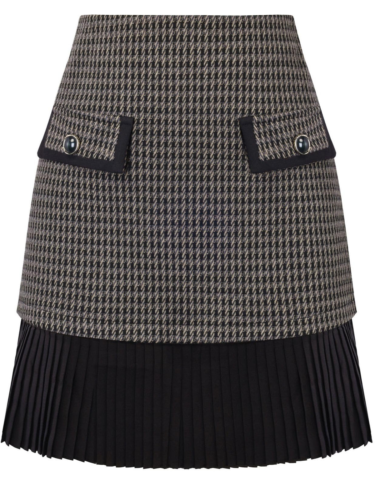 Kate Kasin Women's Plaid Mini Skirt, High Waist Pleated A-Line Skirts