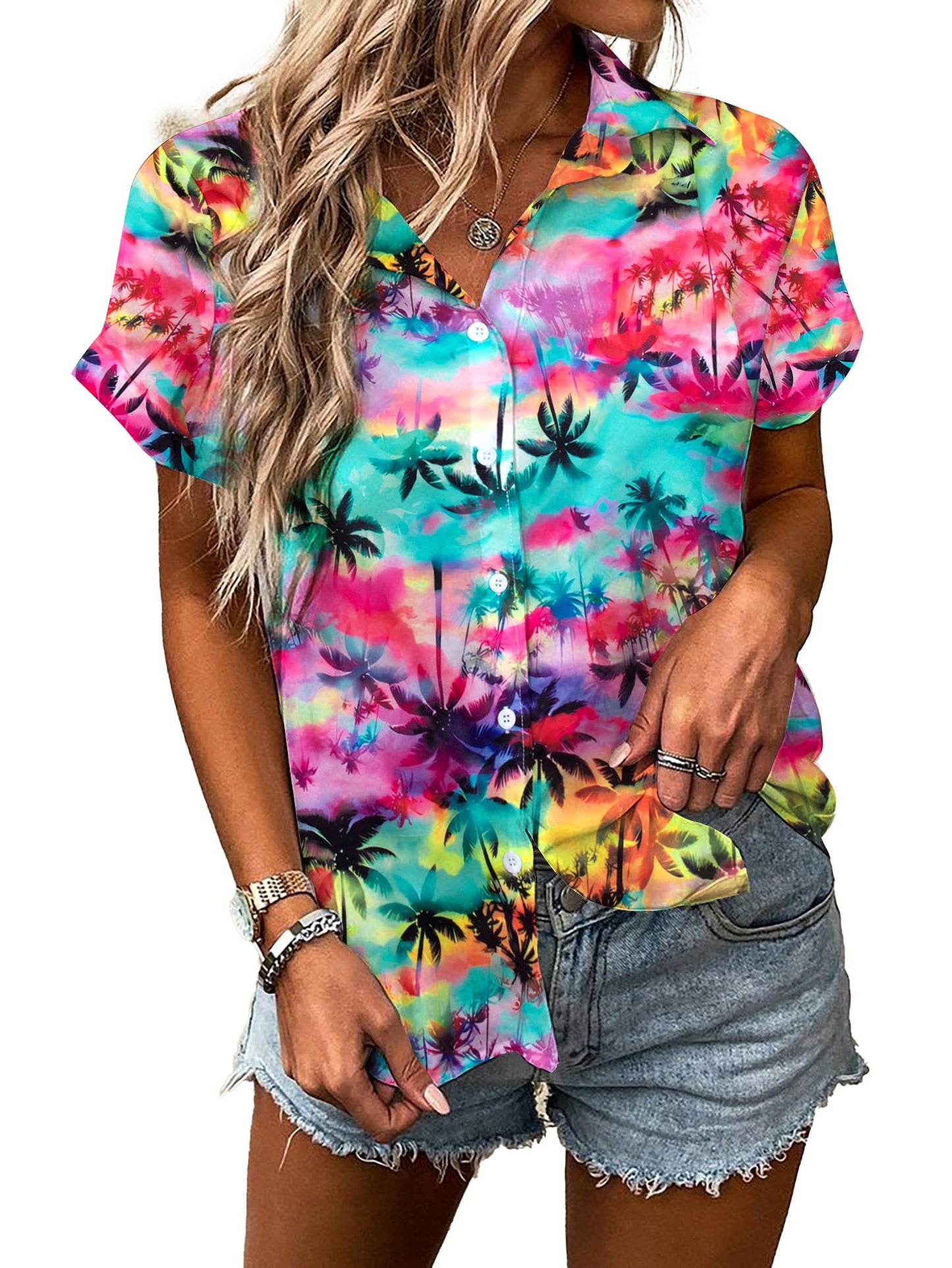 UNIQUEONE Womens Hawaiian Shirt