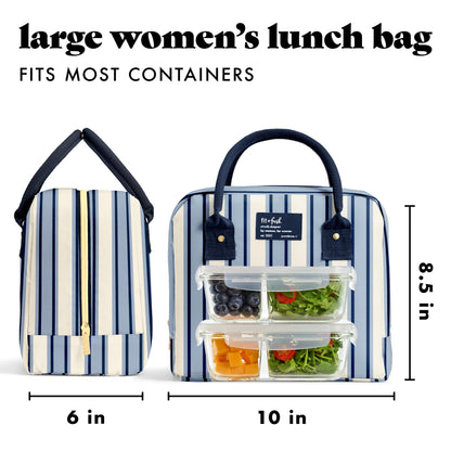 Fit & Fresh Bloomington Lunch Bag for Women - Insulated Large Lunch Box for Work with Containers, Leak-Resistant, Stain-Resistant, Zipper Closure, Cheetah