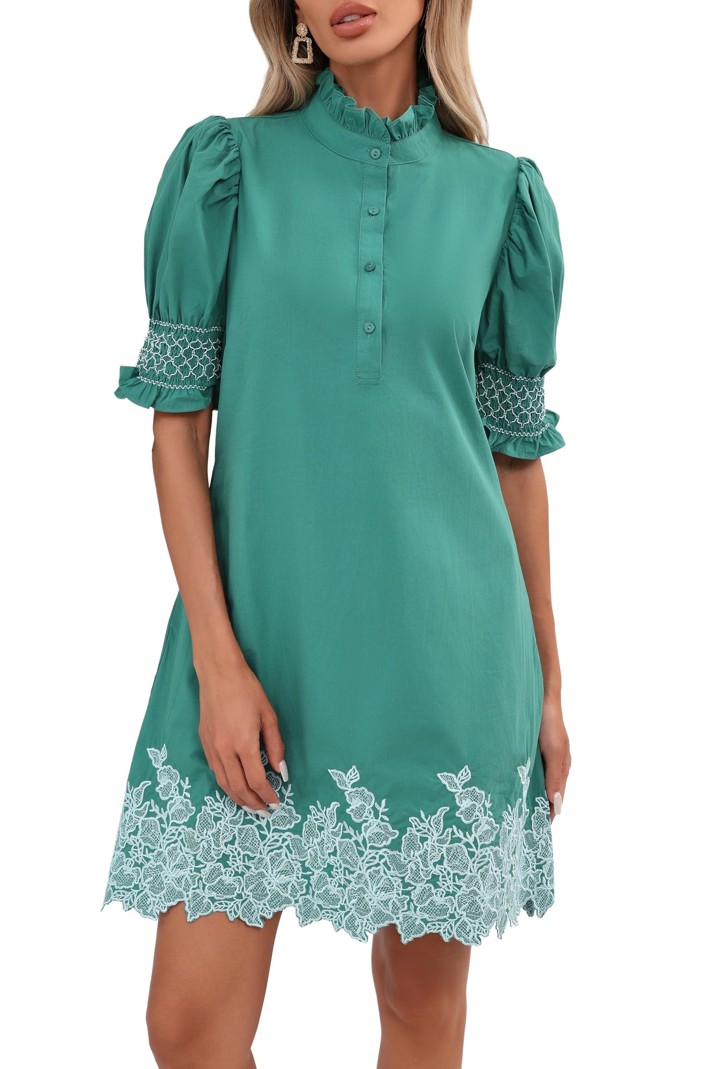 YEXPINE Women's Summer Embroidered Mini Dress