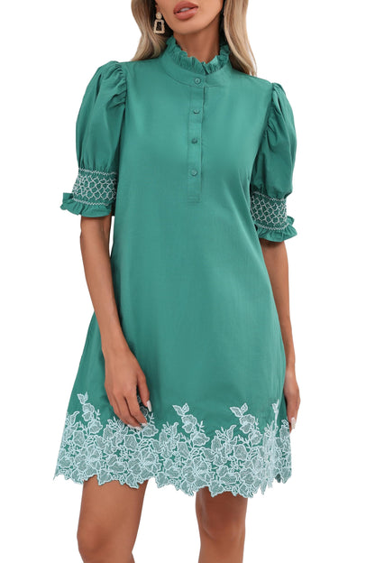YEXPINE Women's Summer Embroidered Mini Dress