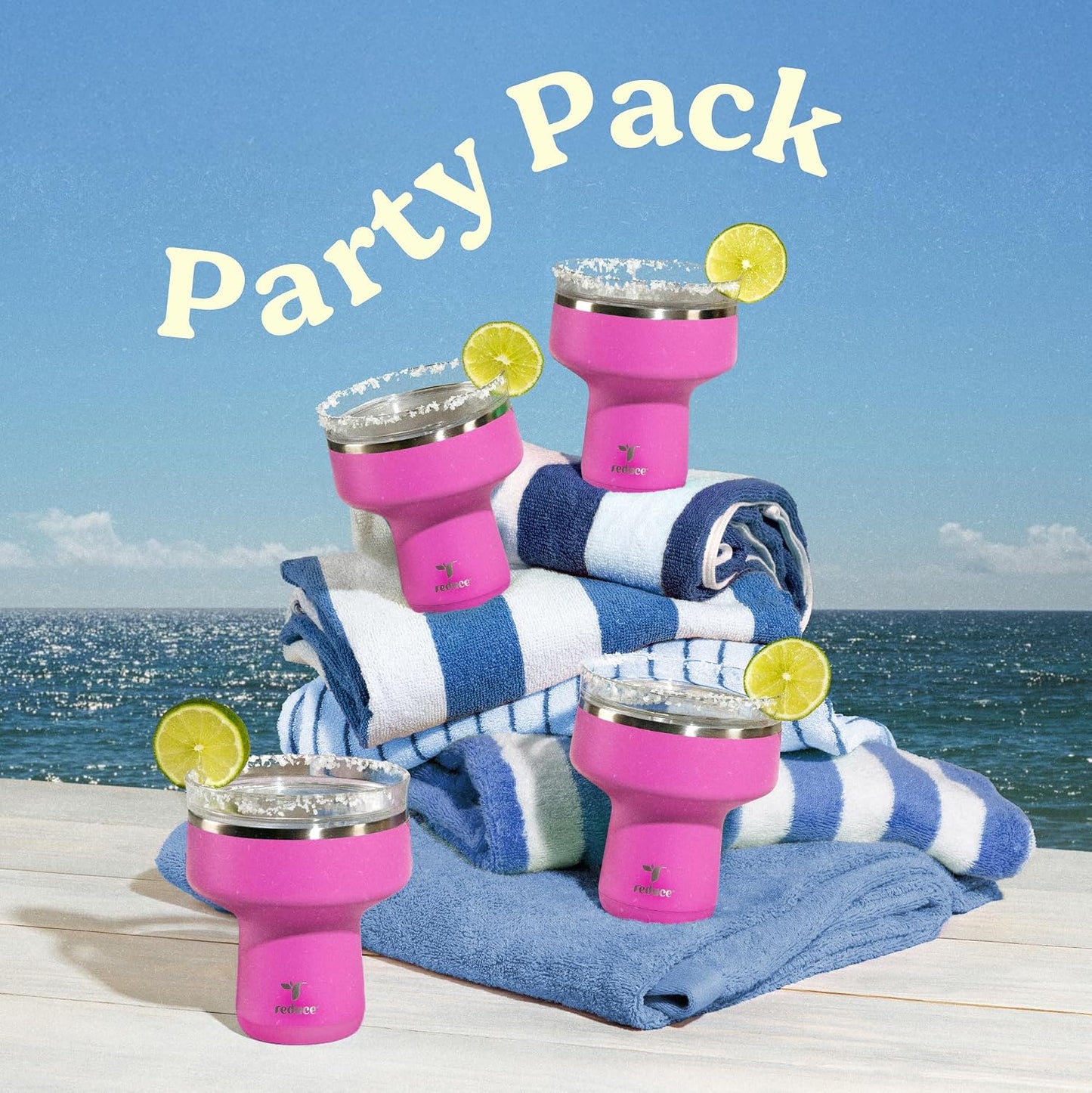 REDUCE Saltini 16oz Margarita Tumbler - Insulated Cocktail Glass - 4 Pack