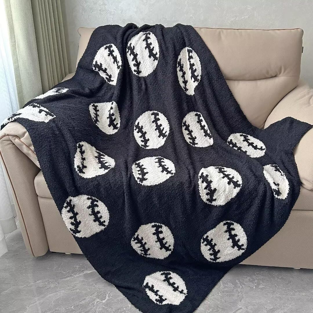 Cozy Baseball Pattern Blanket Perfect Lightweight Bedding for Adults, Soft, Warm, and Plush Soccer Sports Blanket Great for Bed Sofa (Baseball-Red, 51"x63")