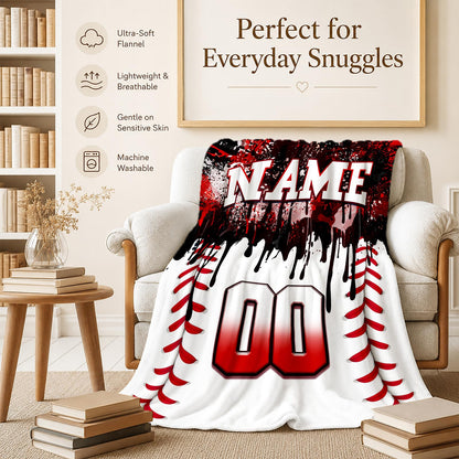 Kids Blanket Custom Baseball Blankets, Splashed Ink Throw Bed Travel