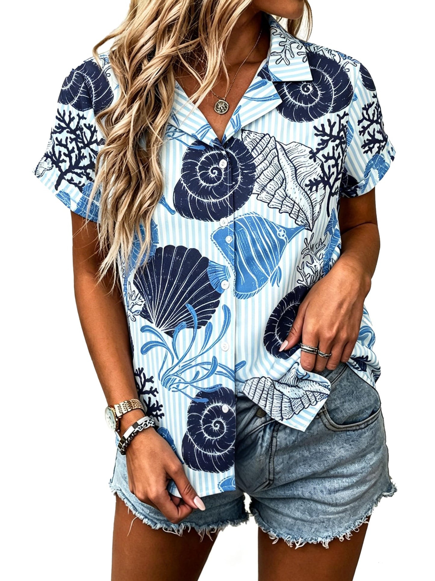 UNIQUEONE Womens Hawaiian Shirt