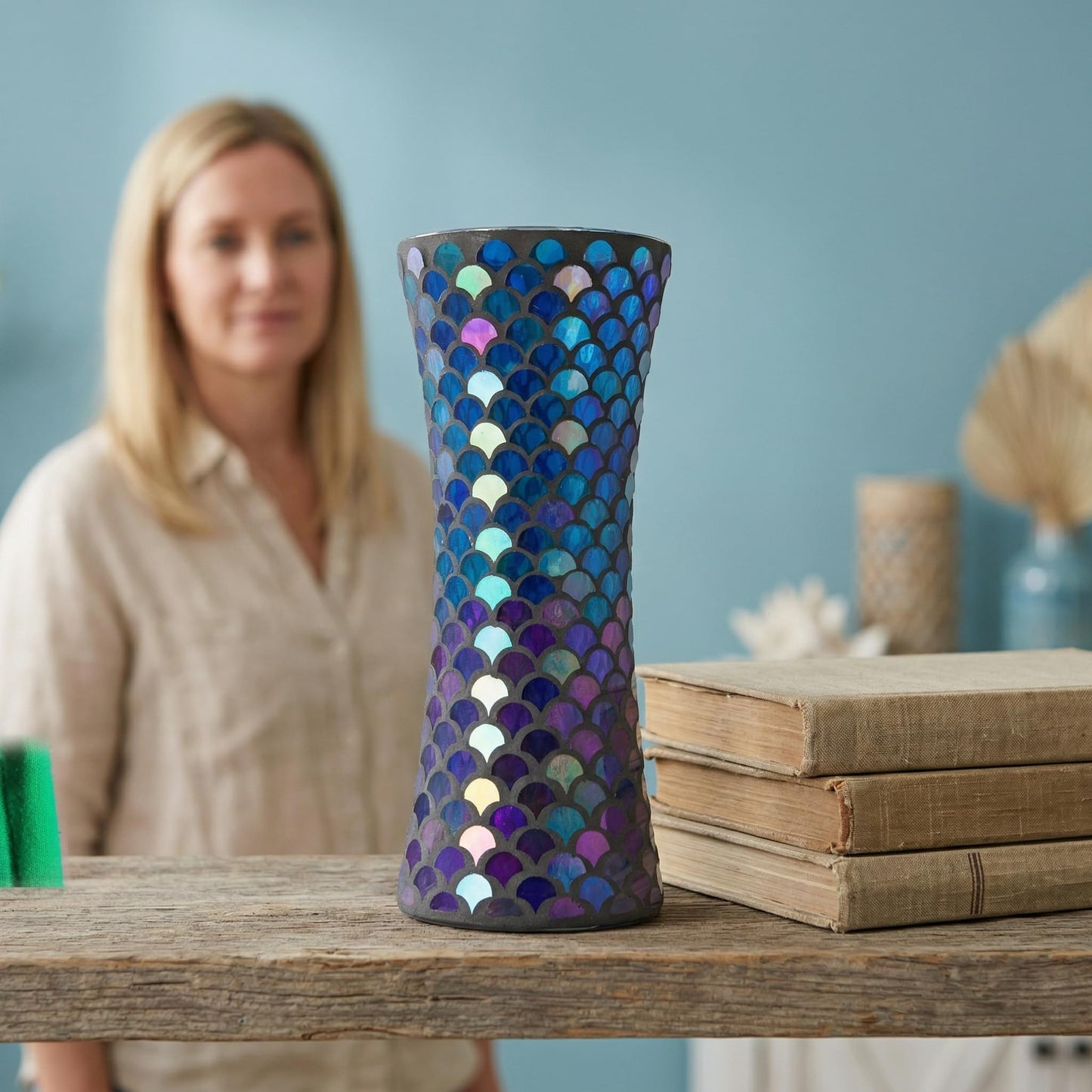 11.6" H Purple Red Mosaic Vase
