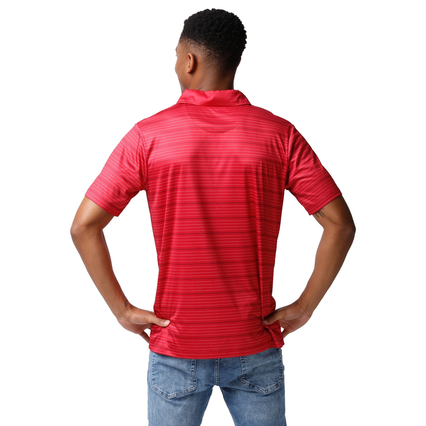 FOCO NCAA Mens NCAA College Team Logo Striped Polyester Polo Short Sleeve Shirt
