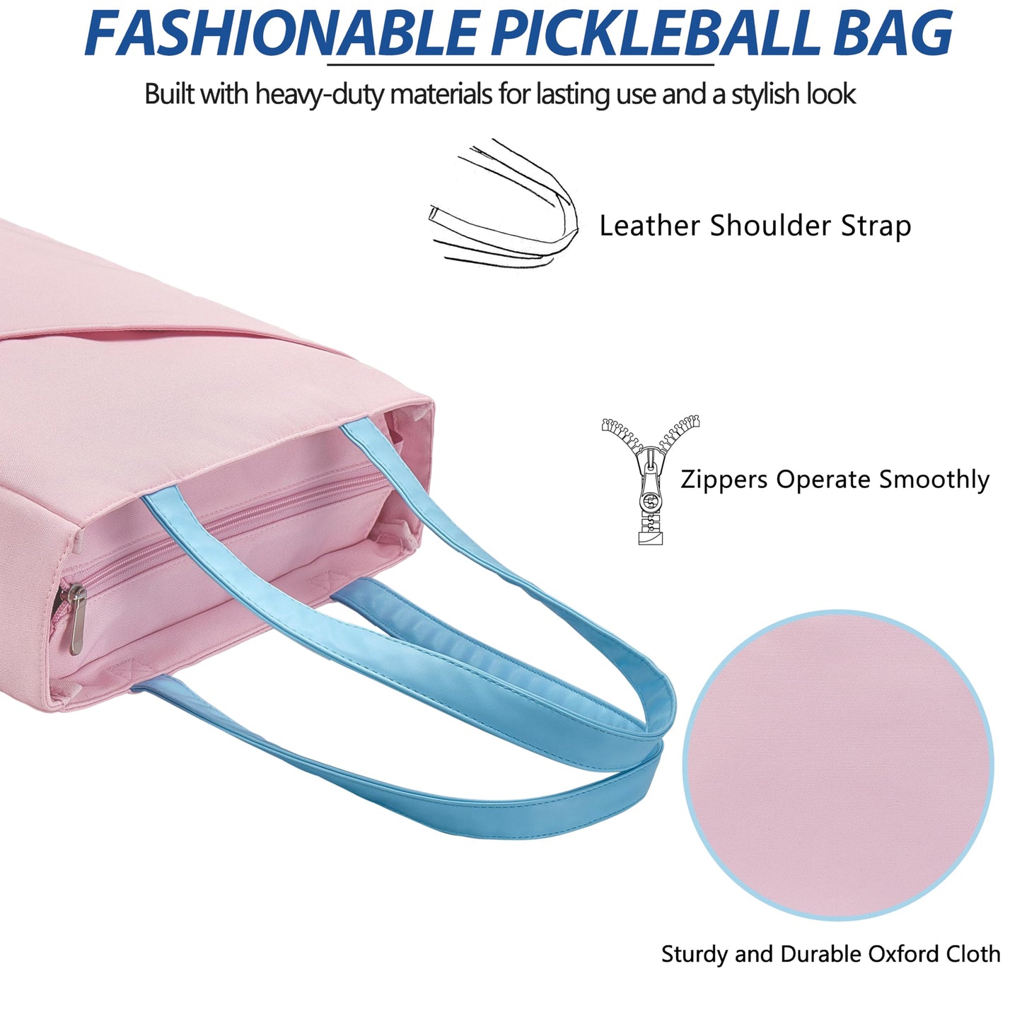 Pickleball Bag for Women Stylish Nylon Tote Fits 2 Paddle, Ball, Gear, Utility Shoulder Handbag for Sports