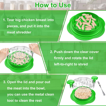 SURETIVIAN Chicken Shredder Tool Twist Large Chicken Breast Shredder with Brush&Fork, Visible Meat Shredder Machine, Anti-Slip Strip, Ergonomic Handle, BPA Free, Pork Beef Chicken(Hot Pink)
