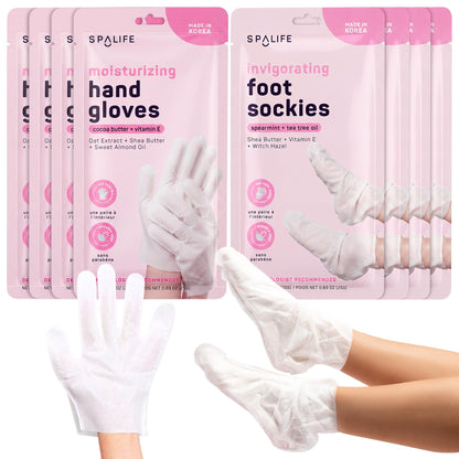SpaLife Moisturizing Foot Sockies | Foot Mask for Dry Cracked Feet | Tea Tree Oil Softening Booties | Callus Remover Alternative | Self Care Gifts for Women | 8 Pack