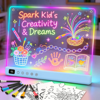 Led Drawing Board with 13 Light Effects, 16" Rechargeable Glow Doodle LED Note Board with Colors, Neon Light Up Drawing Tablet Gifts for Kids for Easter Birthday Christmas Gift Ideas