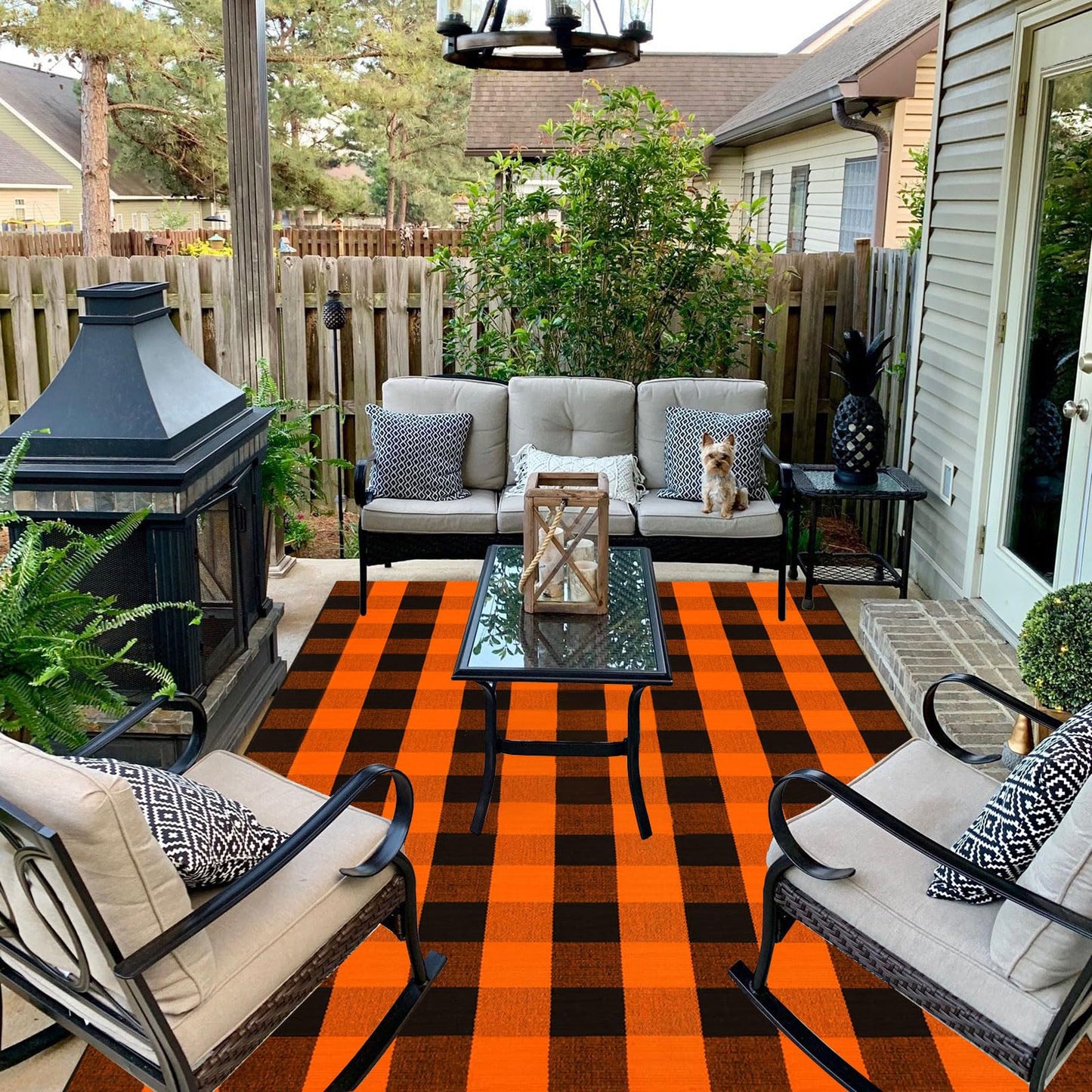 Christmas Door Mat Outdoor 35.4''x59'' Buffalo Plaid Christmas Decor Rug Cotton Hand-Woven Layered Door Mats Washable Carpet for Front Porch, Kitchen, Farmhouse, Entryway