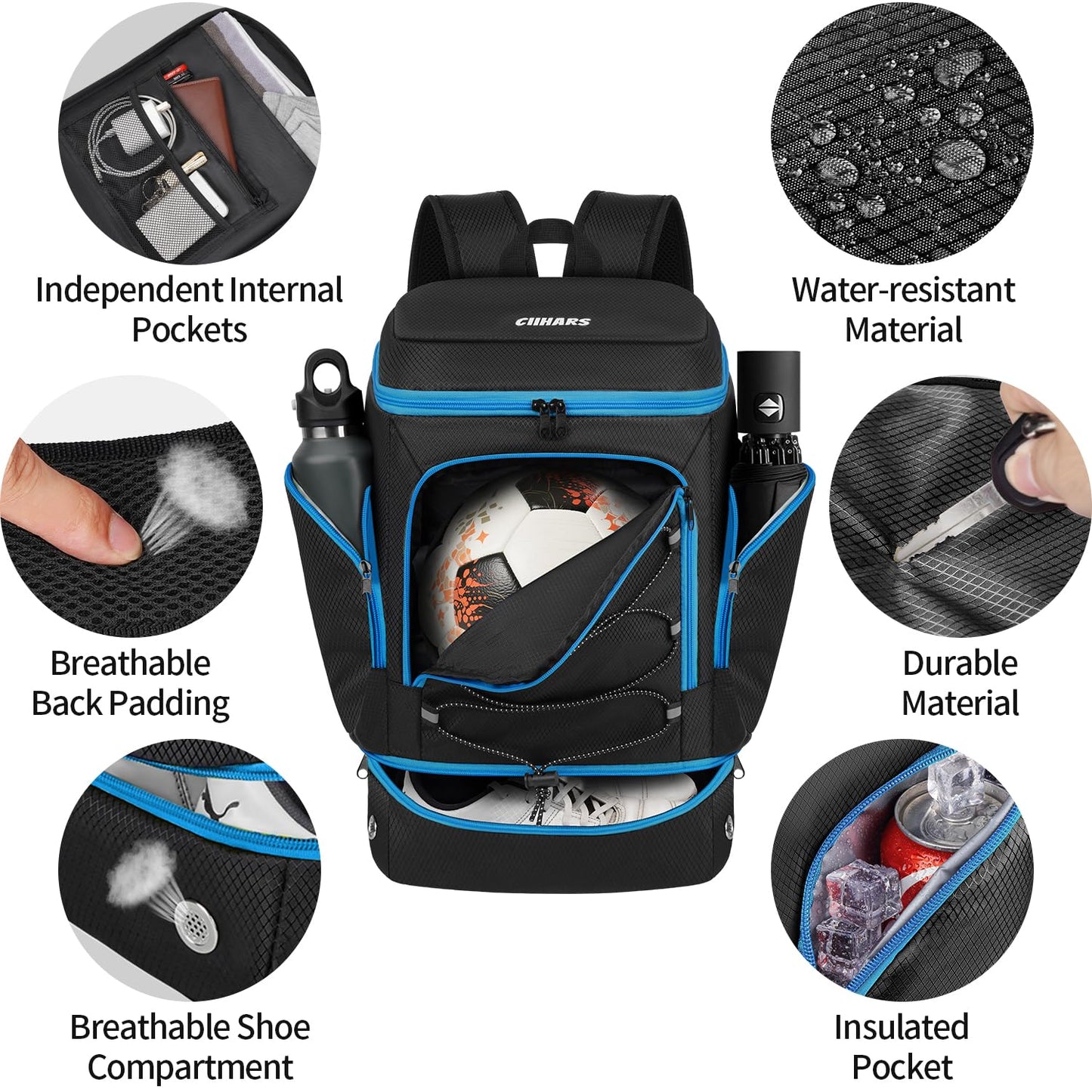 Soccer Backpack,Soccer Bag with Ball Holder and Shoe Compartment