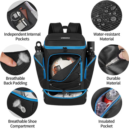 Soccer Backpack,Soccer Bag with Ball Holder and Shoe Compartment