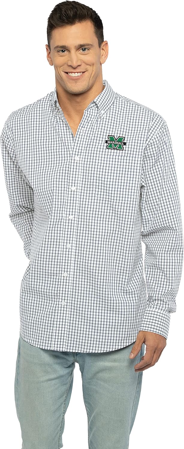 Vantage Men's Collegiate Easy-Care Long Sleeve Gingham Check Button Down Shirt