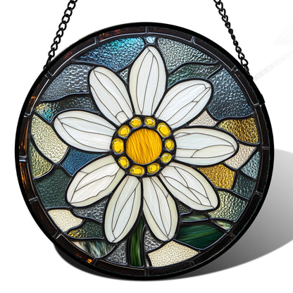 Stained Glass Window Hanging - Golden Christmas Tree Suncatcher for Doors Home Christmas Decoration Winter Sun Catcher Thanksgiving New Year Birthday Gifts for Women Men Mom Nana Girl 7.8 in