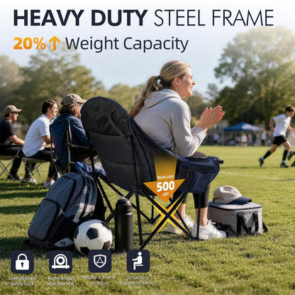 Oversized Camping Chairs for Adults - Heavy Duty Padded Outdoor Camp Chair