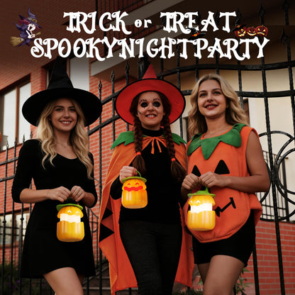 EverBrite 6-Pack Halloween Pumpkin Lantern, Collapsible Jack O Lantern Pumpkins with Lanyard, Halloween Party Favors, Light up Pumpkin Outdoor for Halloween Party Decoration, Battery Included