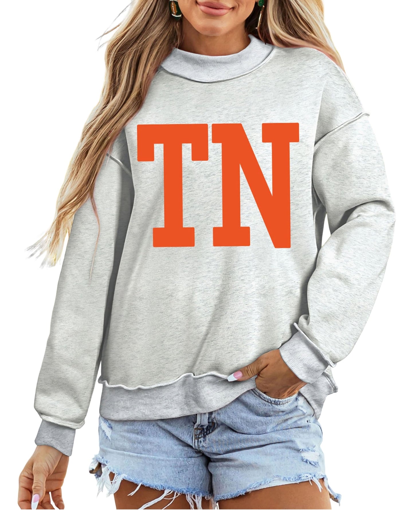 SELINK Womens Double Printed Reversible Mock Neck Sweatshirts Pullover Tops