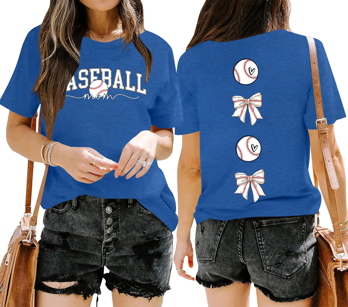 Baseball Mom Shirt for Women: Funny Baseball Tee Shirt Baseball Mama Short Sleeve Casual Tee Tops
