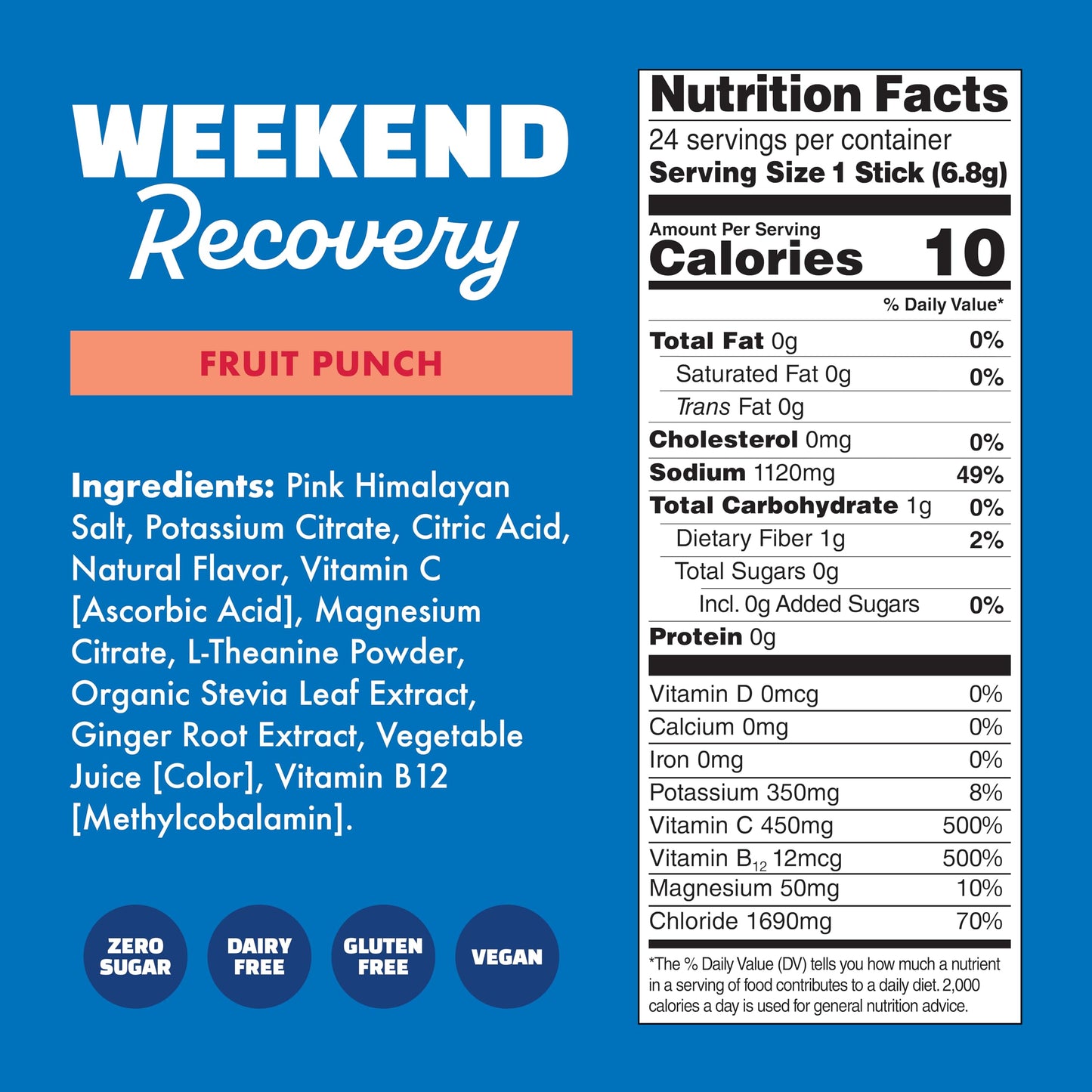 Waterboy - Weekend Recovery, Variety Pack, Sugar Free Electrolytes Powder Drink Mix - 24ct Hydration Packets