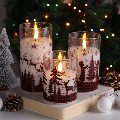 Eywamage Smoke Grey Glass Flameless Pillar Candles with Remote, Flickering LED Battery Candles Table Decor Set of 3