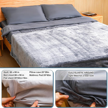 42 Pcs College Dorm Essentials Set Twin XL Bedding Bundle Bedding Bathroom and Storage Supplies Totally Complete for Guys College Dorm School, Gray