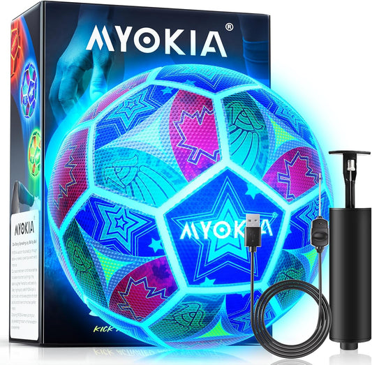 Rechargeable Light Up Soccer Ball Size 5 Tri-Color Glow in Dark