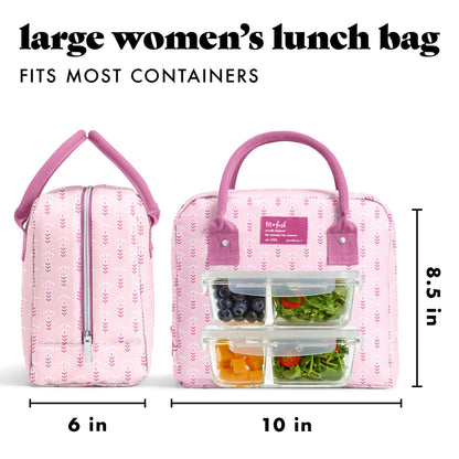Fit & Fresh Bloomington Lunch Bag for Women - Insulated Large Lunch Box for Work with Containers, Leak-Resistant, Stain-Resistant, Zipper Closure, Cheetah