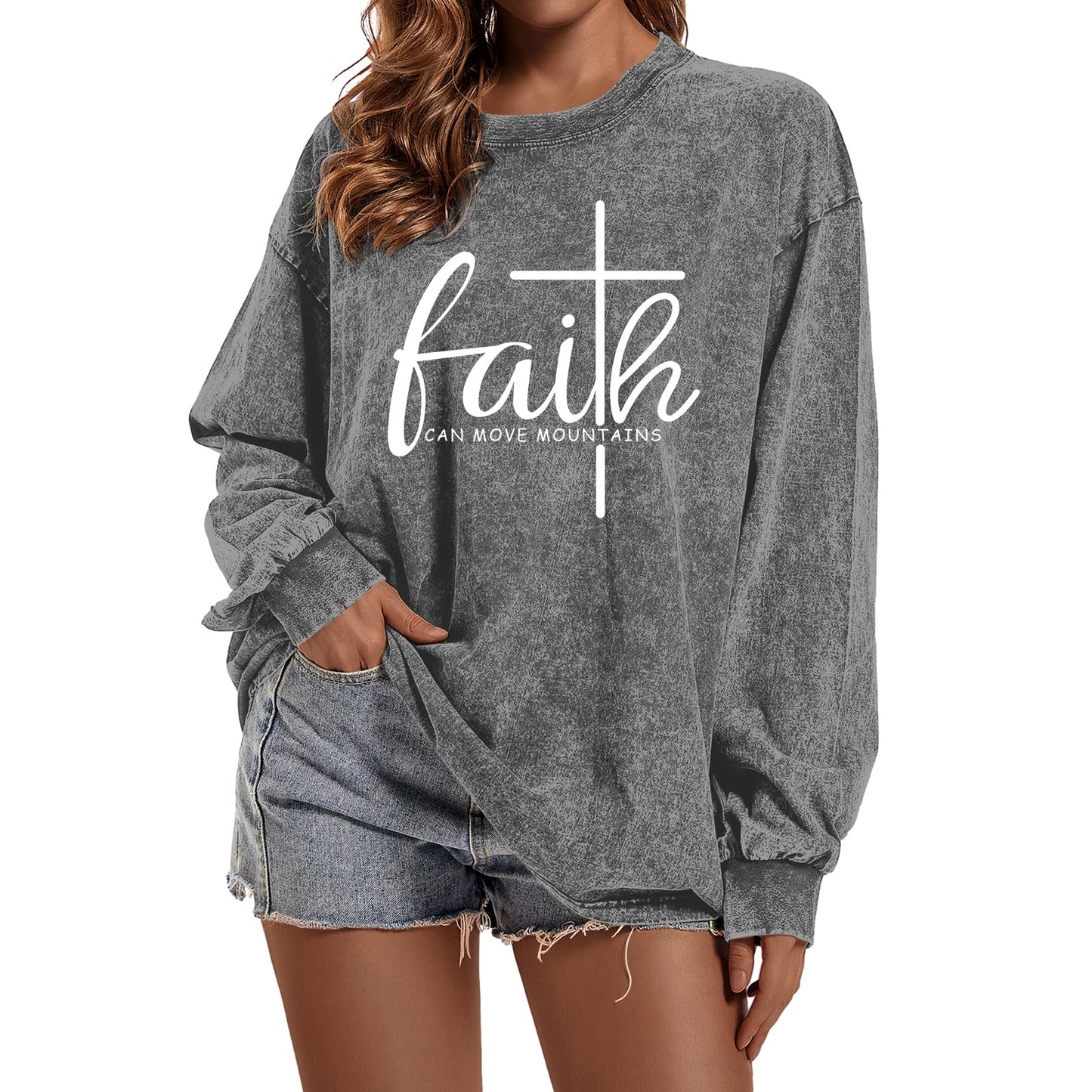 Christian Shirts for Women Faith Can Move Mountains