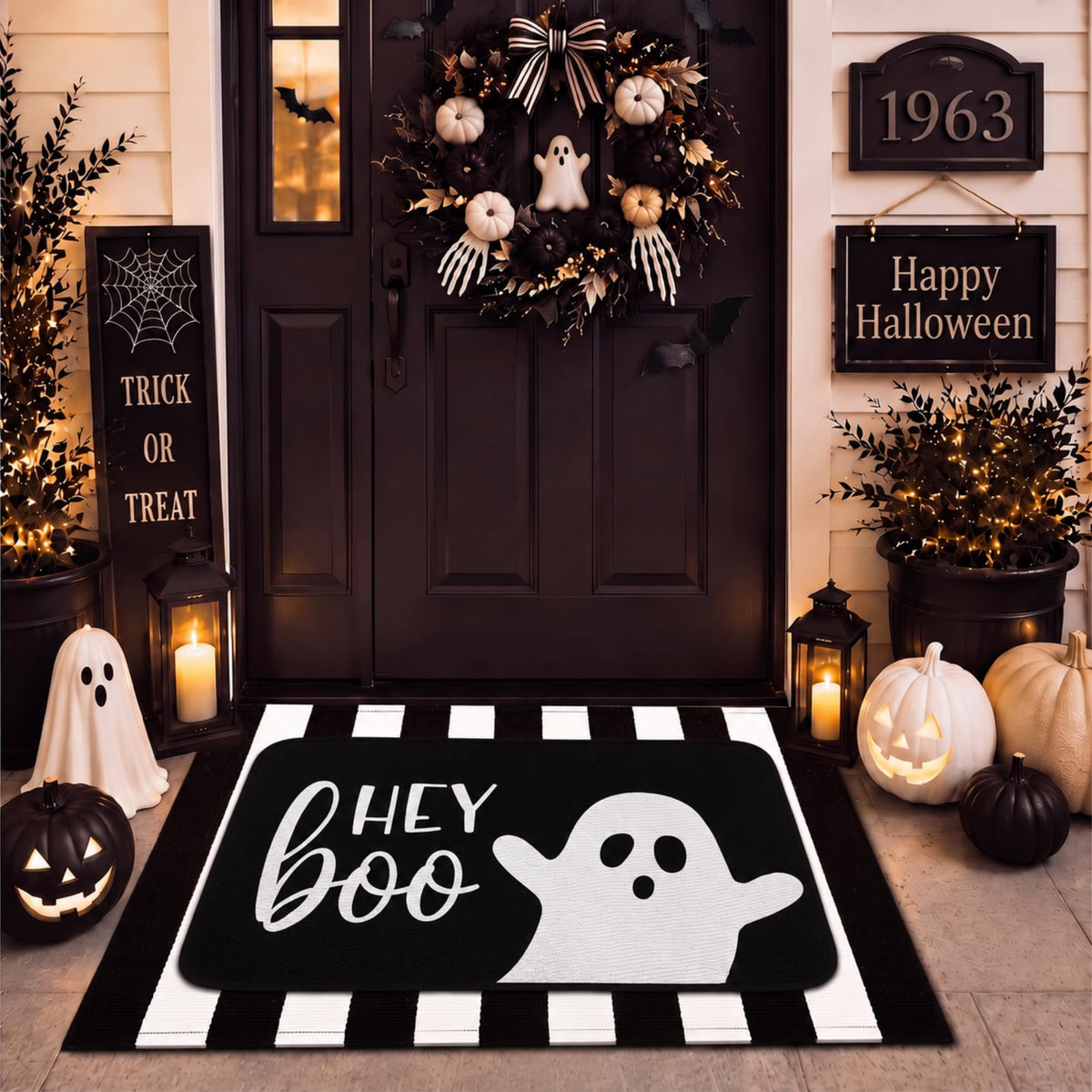 Tinideya 2 Pcs Halloween Door Mats Outdoor Layered Ghost Front Door Mat