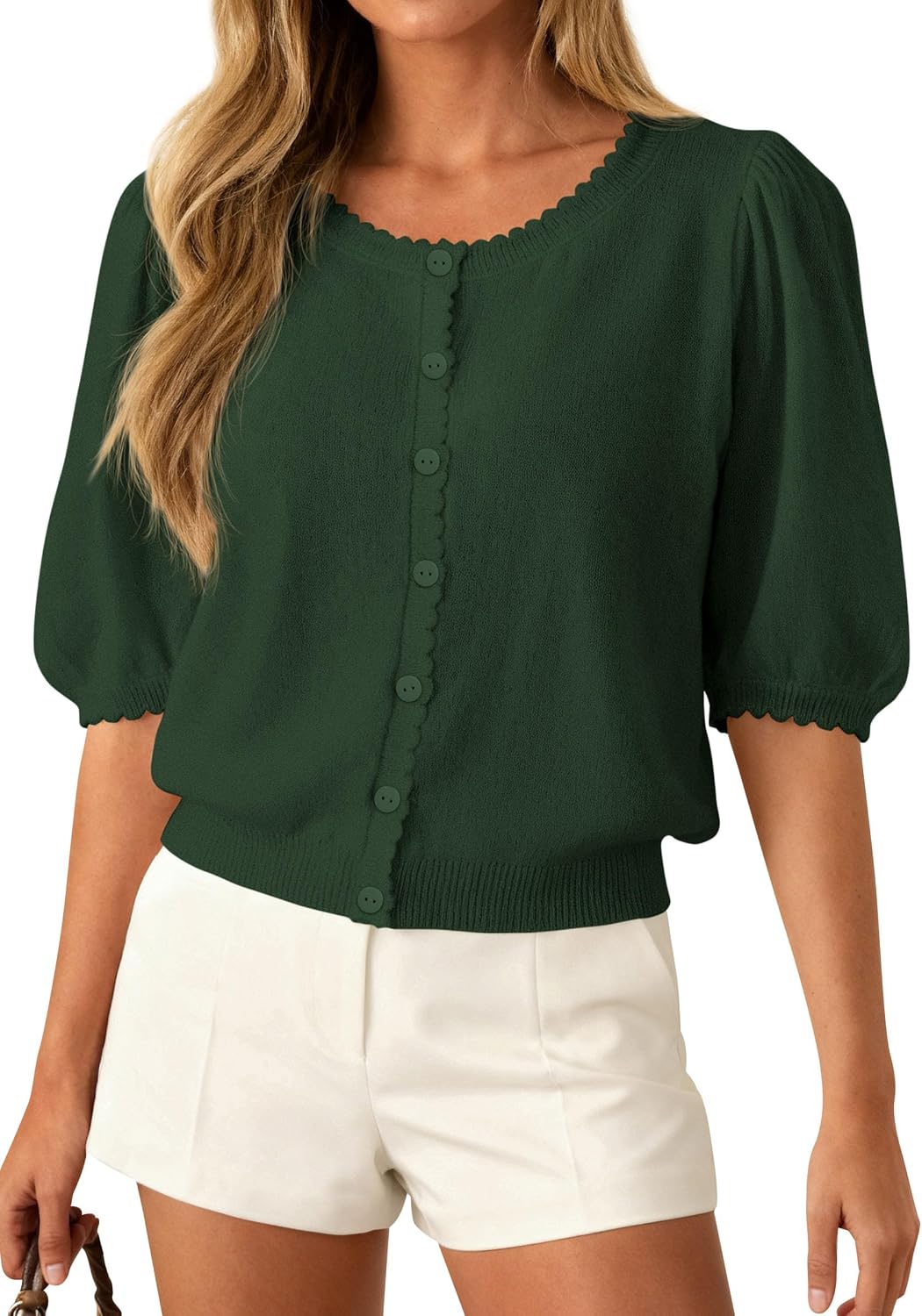 PRETTYGARDEN Women Short Sleeve Lightweight Knit Cardigans