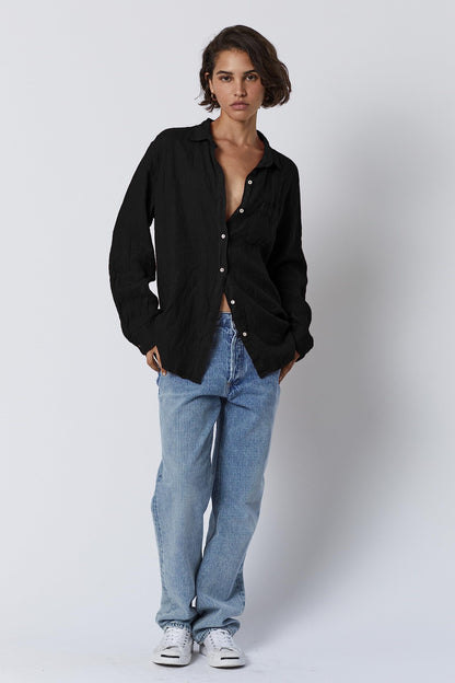 Velvet by Graham & Spencer Women's Mulholland by Jenny Graham Woven Linen Button Down