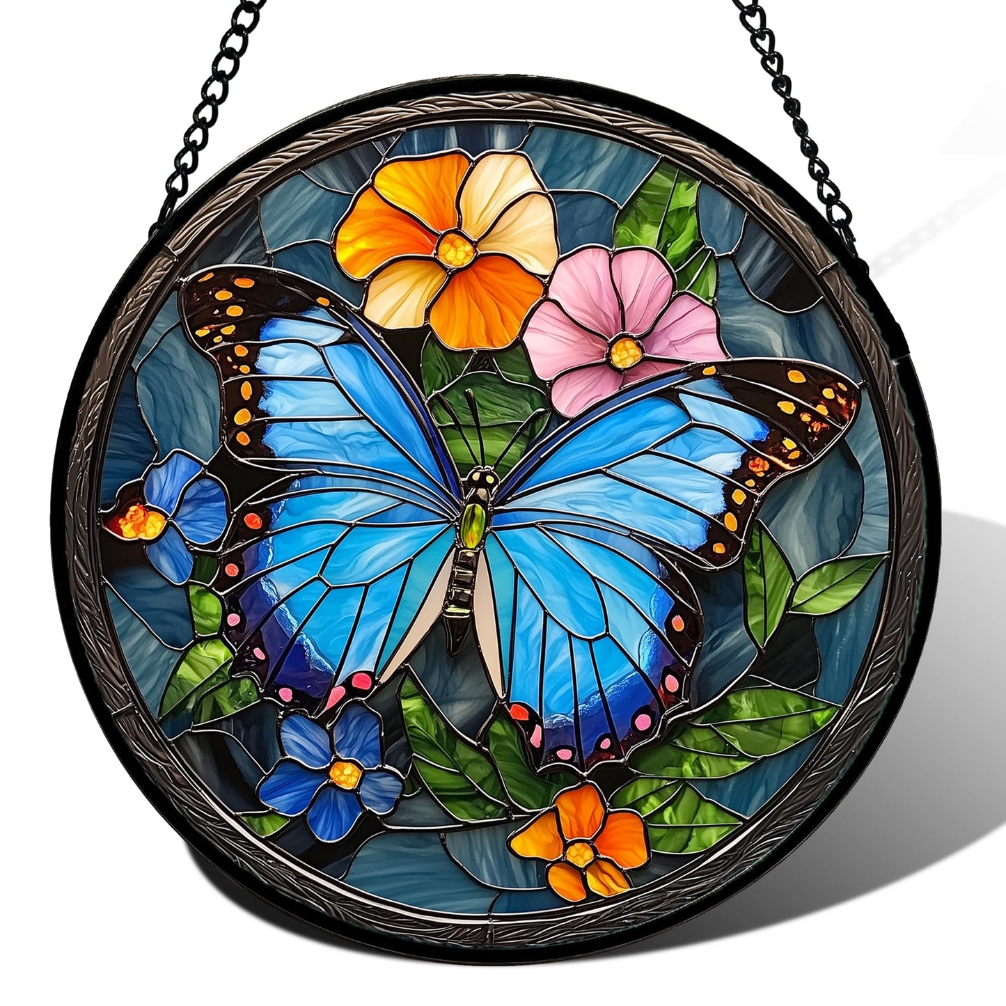 Stained Glass Window Hanging - Golden Christmas Tree Suncatcher for Doors Home Christmas Decoration Winter Sun Catcher Thanksgiving New Year Birthday Gifts for Women Men Mom Nana Girl 7.8 in