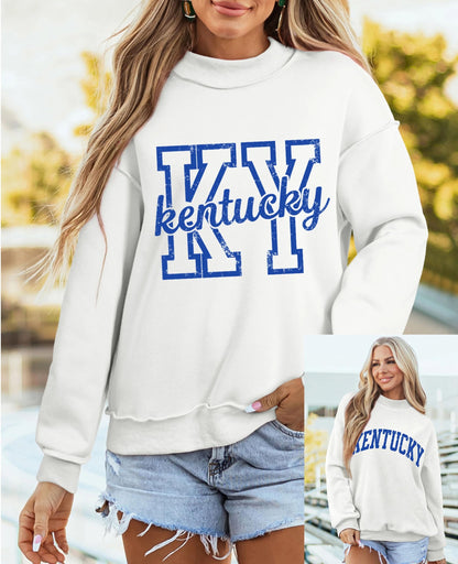 SELINK Womens Double Printed Reversible Mock Neck Sweatshirts Pullover Tops