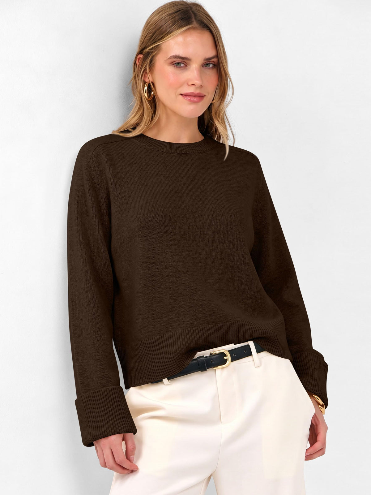 ANRABESS Sweaters for Women Cropped Fall Lightweight Pullover