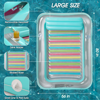 Inflatable Tanning Pool Lounger Float - Jasonwell 4 in 1 Sun Tan Tub Sunbathing Pool Lounge Raft Floatie Toys Water Filled Tanning Bed Mat Pad for Adult Blow Up Kiddie Pool Kids Ball Pit Pool (L)
