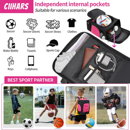 Soccer Backpack,Soccer Bag with Ball Holder and Shoe Compartment