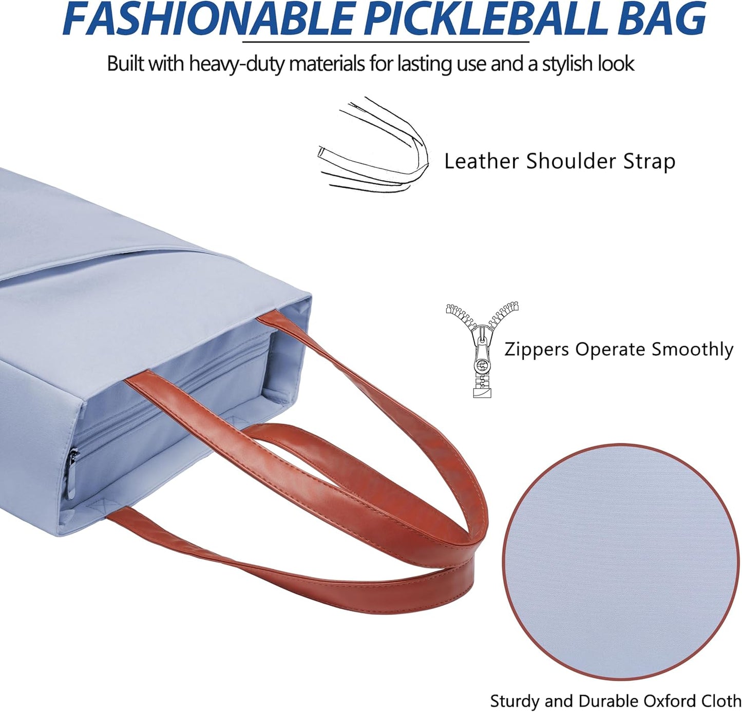 Pickleball Bag for Women Stylish Nylon Tote Fits 2 Paddle, Ball, Gear, Utility Shoulder Handbag for Sports