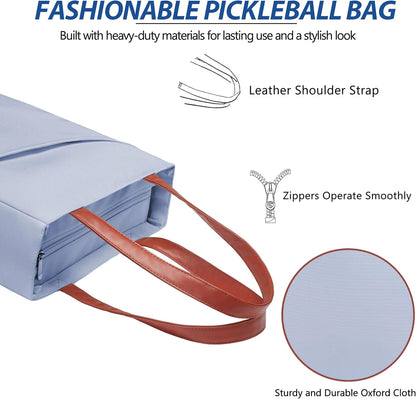 Pickleball Bag for Women Stylish Nylon Tote Fits 2 Paddle, Ball, Gear, Utility Shoulder Handbag for Sports
