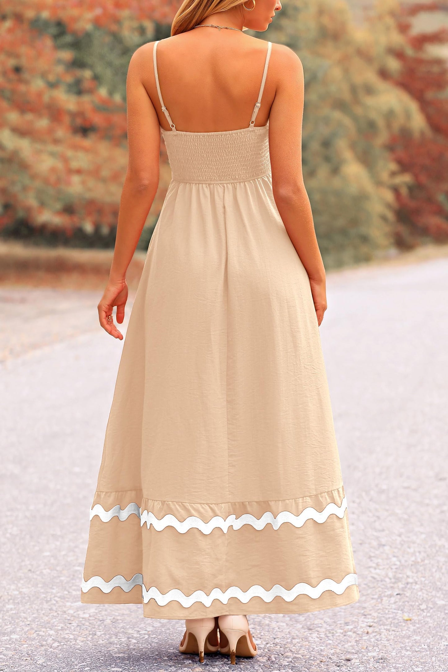 PRETTYGARDEN Women's Summer Spaghetti Strap Boho Maxi Dress